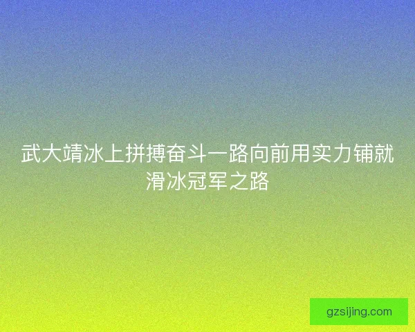 武大靖冰上拼搏奋斗一路向前用实力铺就滑冰冠军之路