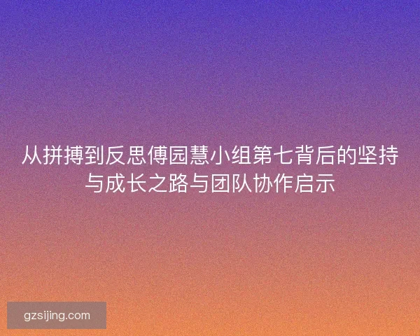 从拼搏到反思傅园慧小组第七背后的坚持与成长之路与团队协作启示